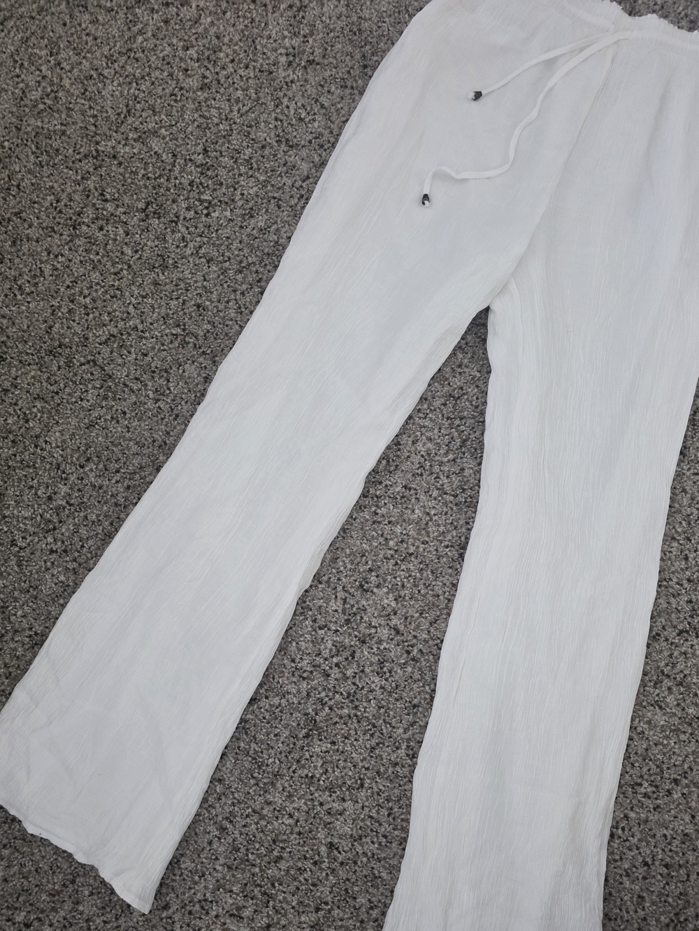 Mustard Seed White Drawstring Linen-Style Pants